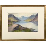 Edward H Thompson - Wastwater, watercolour, signed, framed and glazed, 9.75in x 16in.