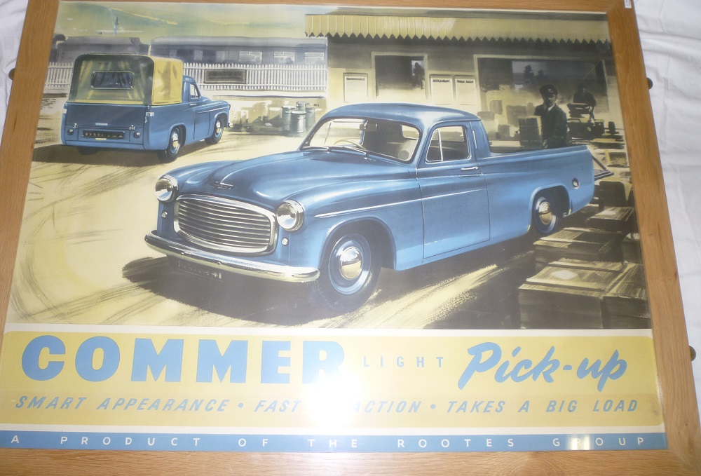 An original 1960s coloured motoring advertising poster "Commer Light Pick-Up - Smart Appearance -