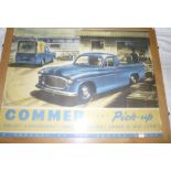 An original 1960s coloured motoring advertising poster "Commer Light Pick-Up - Smart Appearance -