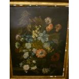 Artist unknown - oil on canvas Study of mixed flowers in a vase,