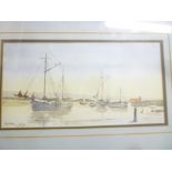 Tom Walters - watercolour "The Ketches and Bessie quietly wait at Vellator Quay,