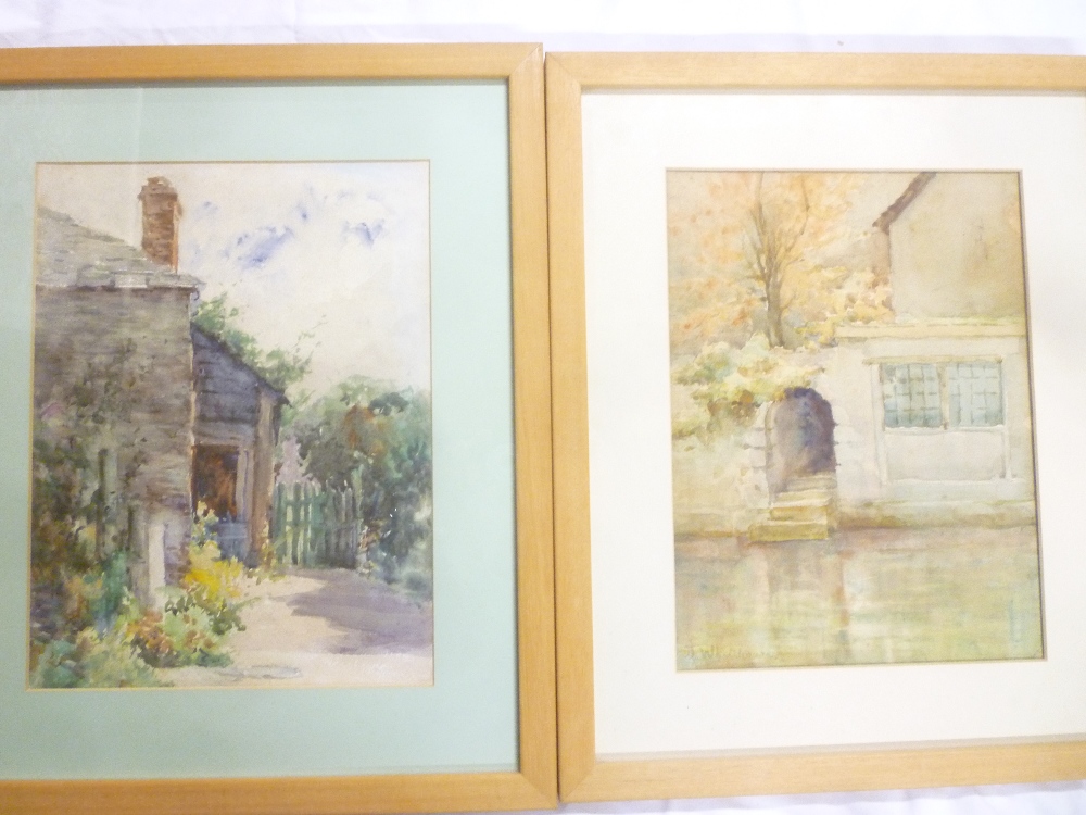 D**Whitehouse - watercolour Gateway scene and one other watercolour depicting country cottages,