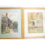 D**Whitehouse - watercolour Gateway scene and one other watercolour depicting country cottages,