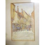 B**Angle - watercolour Old street scene with figures, signed and dated 1906,