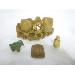 An Eastern carved soapstone seal with temple dog decoration, Eastern carved tablet,