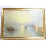 Style of Turner - watercolour A view of Venice with gondolas,