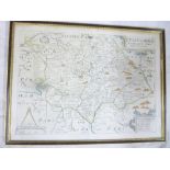 A 17th century hand coloured map of Staffordshire after Saxton,