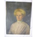 L**A**F** - oil on canvas Bust portrait of a lady, signed with initials and dated 1911,