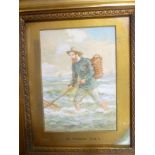 W**Duncan - watercolour Male netting fish, signed and dated 1910,