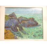 Paul Stephens - pastel "Near Kynance Cove, Cornwall" signed with initials, inscribed to verso,