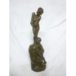 An Art Nouveau bronzed plaster figure of two nude children after E A Clapp, 1919,