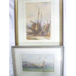 Artist unknown - watercolour Sailing boat off the coast, indistinctly monogramed,
