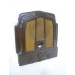 An Art Deco bakelite cased angular radio by Ekco (Type M23)