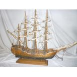 A large wooden scale-built model of the four-masted sailing ship "Tahiti",