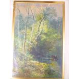 William Widgery - watercolour A woodland stream with cattle watering, signed,