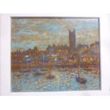 Paul Stephens - pastel "Penzance at Dusk", signed with initials, inscribed to verso,