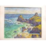 Paul Stephens - pastel "Kynance Cove Cornwall ", signed with initials, inscribed to verso,