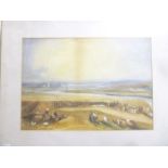 Artist unknown - watercolour Coastal scene after Turner with figures in the foreground,