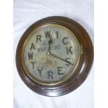 An unusual advertising wall clock for Warwick Tyres,