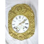 A French wall clock with circular enamelled dial by L's Gaye in embossed brass case