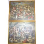 Marsden Prophet - oils on canvases Tavern interior scenes with numerous drinking figures, signed,