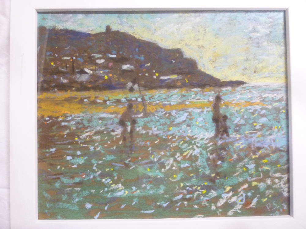 P**Stephens - pastel "Sennen Seaside Cornwall", signed with initials, inscribed to verso,