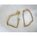 A 9ct gold chain link bracelet and one other long-link bracelet with 9ct gold padlock clasp (2)