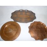 A Hayle copper Eustace Brothers circular tray with incised engine house decoration,