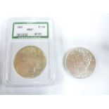 Two American silver dollars - 1922 and 1922