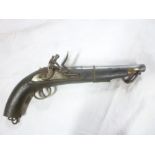 A late 18th /early 19th Century flintlock Cavalry holster pistol with 9" steel barrel,