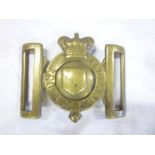 A Victorian Cornwall County Constabulary brass two-part waist belt buckle with "One and All" legend