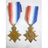 Three 1914/15 Stars awarded No.M2-035108 Pte.A. Seaman A.S.C. and No.M-2-104450 Pte.A.H. Swinscoe A.