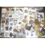 A selection of labelled mineral specimens including some Cornish,
