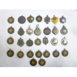 A collection of mainly silver cycling club medals including North Middlesex and Herts Cycling
