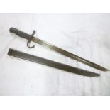 A Second War Japanese Arisaka bayonet with single edged blade marked for the Tokyo Arsenal in steel