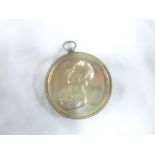 A George 111 Birmingham Pitt Club 1814 silver portrait medallion by Thomas Webb in glazed case with