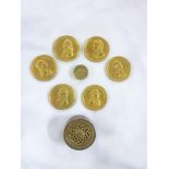 A set of six early 19th Century gilt Naval Victory medallions including Admiral Nelson, Duncan,