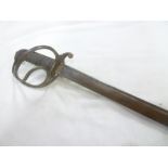 An 1821 pattern Cavalry sword with single edged pipe-backed blade,