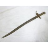 A French model 1842 sabre bayonet with single edged blade dated 1851 and brass hilt