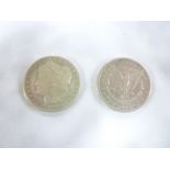 Two 19th Century American silver Morgan dollars - 1887 and 1899