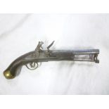 A George 111 flintlock land pattern pistol by Gill with 9" steel barrel,