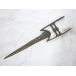 An 18th/19th Century Indo-Persian katar dagger with 10" double edged steel blade and traditional