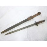 A First War American Remington bayonet dated 1917 in leather scabbard