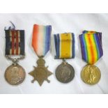 A Military Medal (unnamed) together with 1914/15 Star trio of medals awarded to No.423 Pte.J.