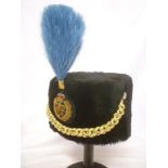 An E11R RAF Bandsman parade busby with embroidered bullion badge,