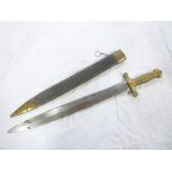 A 19th Century French Pioneers sword with broad double edged steel blade,