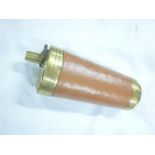 A good quality copy brass and leather combination pistol powder flask with bullet holder