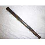 A rare 19th Century Cornish painted wood Special Constables truncheon from St Mawes marked "S.C.St.