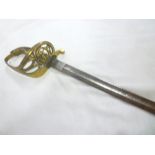 A 19th Century Danish Naval Officers sword with etched steel blade,