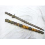A 19th Century Chinese sword with 16" double edged blade,